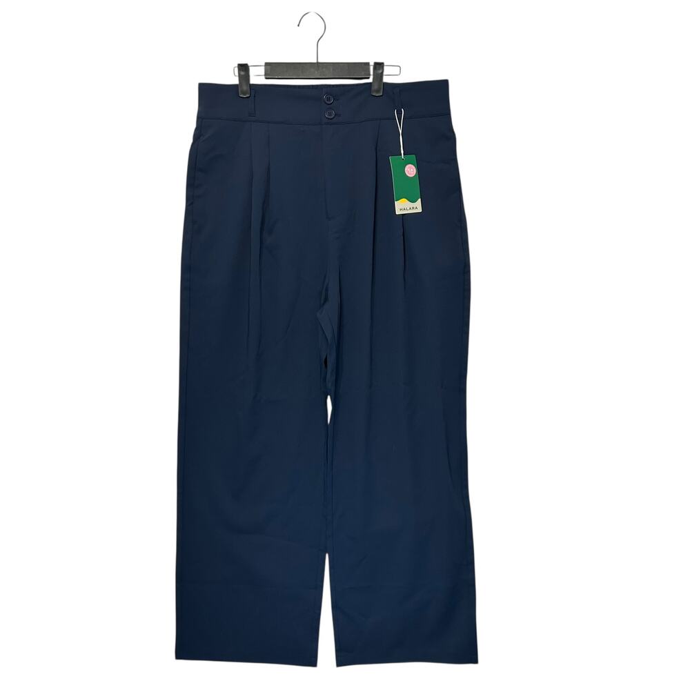 Halara Flex High Waisted Shirred Straight Leg Pants NWT Women's Sz XL Navy - Picture 2 of 6